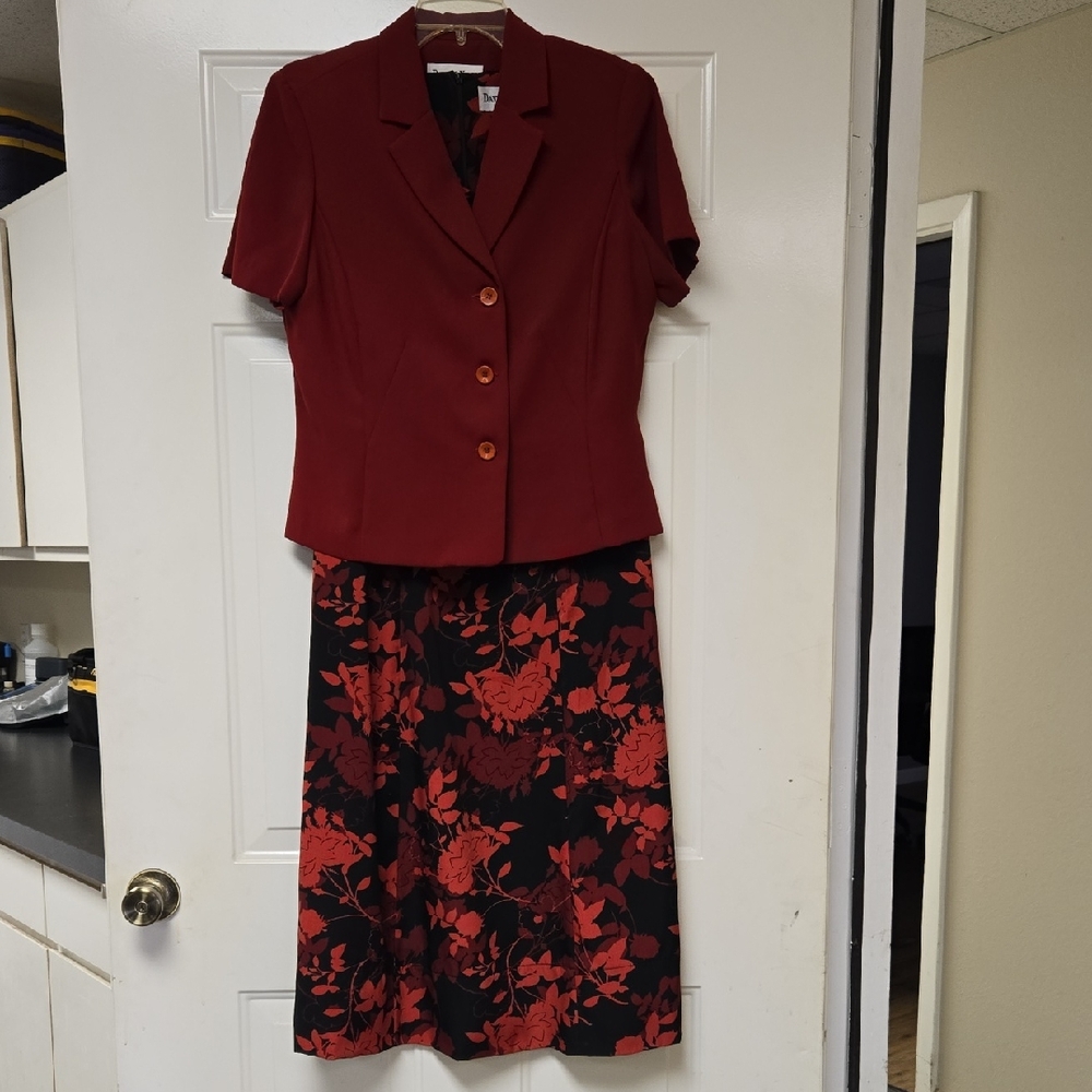 Danny & Nicole Red and Black Dress And Jacket